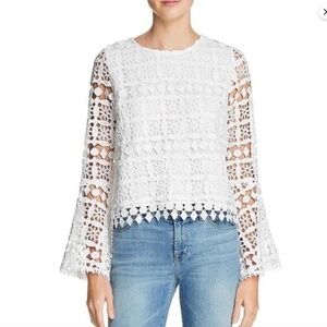 NWOT LUCY PARIS WHITE LACE BELL SLEEVES SHIRT